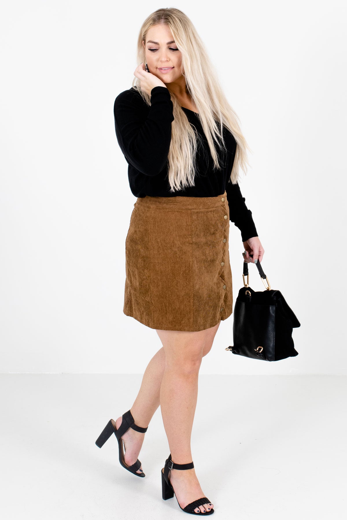 Brown Cute and Comfortable Boutique Mini Skirts for Women