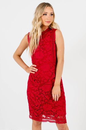 Red Knee-Length Boutique Dresses for Women