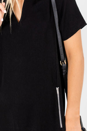 Black Business Casual Boutique Zipper Mini Dresses for Women