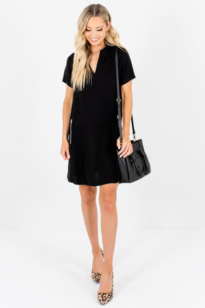 Black Zipper Pocket Mini Dresses Affordable Online Boutique