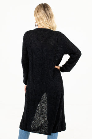 Women's Black Longer Length Boutique Cardigan