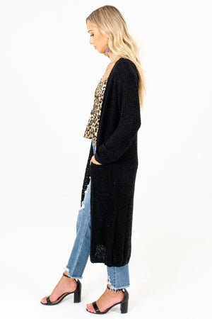 Black Boutique Cardigans with Pockets for Women