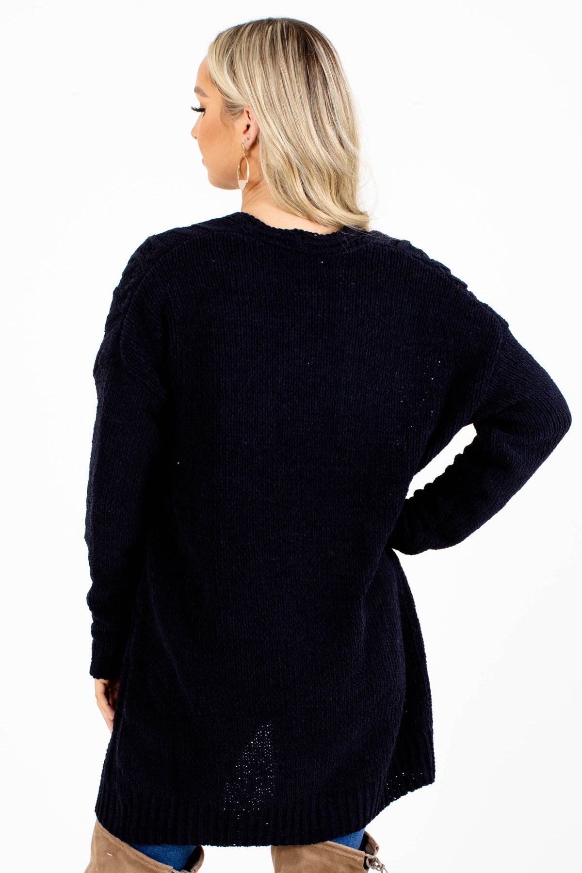 Women's Navy High-Quality Boutique Cardigan
