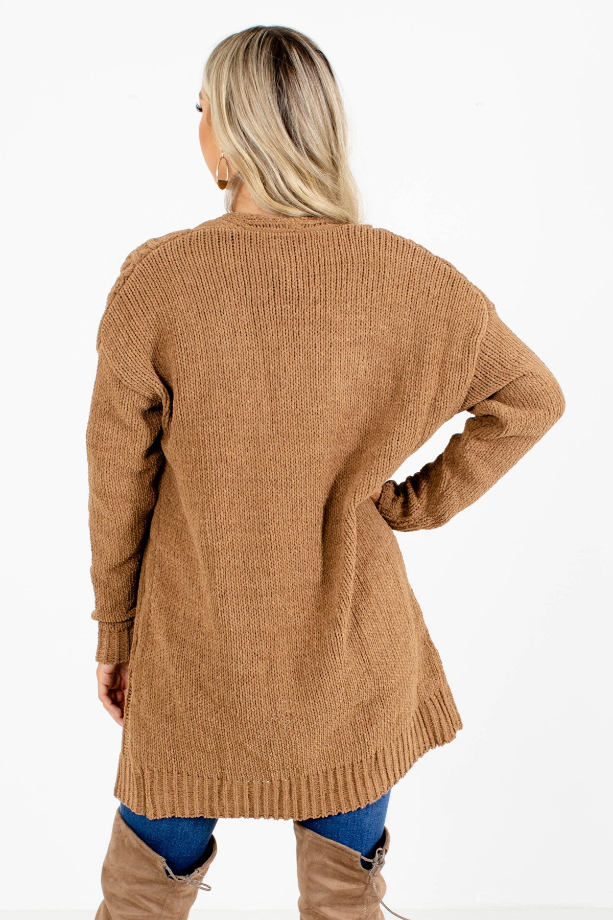 Women's Brown Long Sleeve Boutique Cardigan