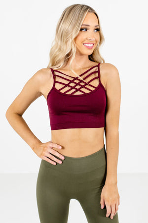 Burgundy Strappy Neckline Boutique Bralettes for Women