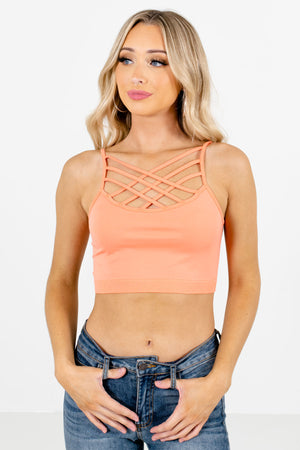 Coral Pink Strapped Neckline Boutique Bralettes for Women