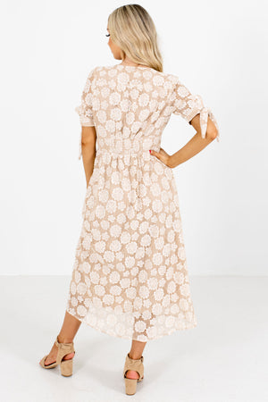 Women's Cream Lace Material Boutique Midi Dress