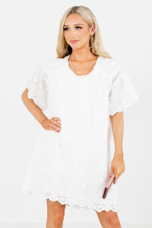 White Split V-Neckline Boutique Mini Dresses for Women