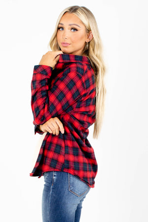 Women's Red High-Quality Boutique Tops