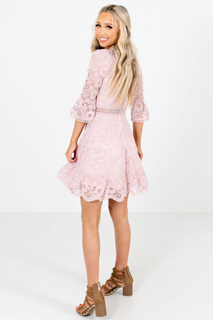 Women's Pink Ruffle Accented Boutique Mini Dress