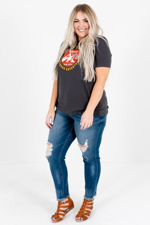 Gray Cute and Comfortable Plus Size Boutique Graphic T Shirts for Women