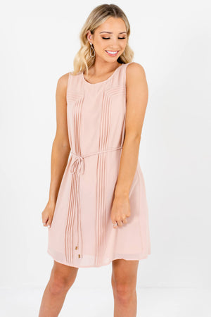 Blush Pink Pleated Mini Dresses Affordable Boutique