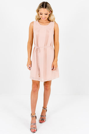 Light Blush Pink Pleated Mini Dresses Affordable Boutique