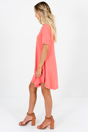 Coral Pink Soft Stretchy Mini Dresses Affordable Online Boutique