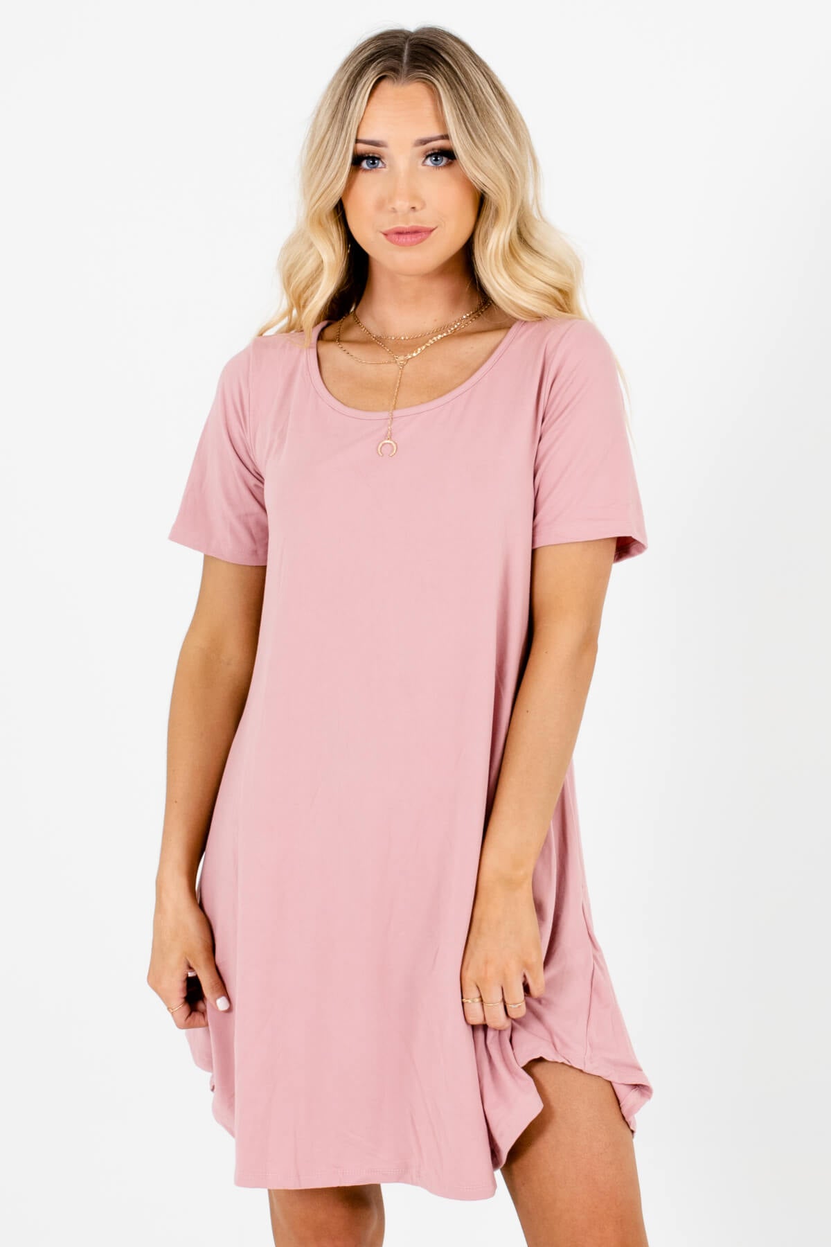Pink Super Soft Stretchy Comfy Boutique T-Shirt Mini Dresses