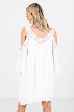 Women's White Crochet Detailed Boutique Mini Dress