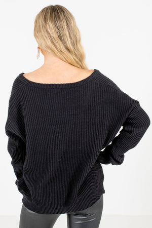 Women's Black V-Neckline Boutique Sweaters