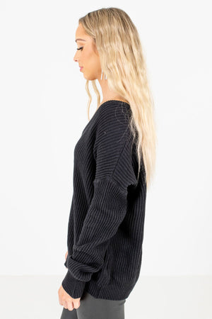 Women's Black Relaxed Fit Boutique Sweaters