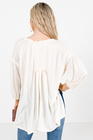 Women's Cream High-Low Hem Boutique Tops