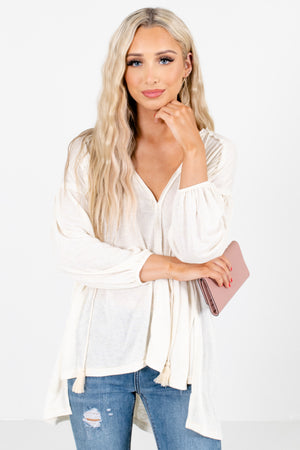Women's Cream Cute and Comfortable Boutique Tops