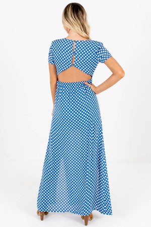 Women's Blue Cutout Back Detail Boutique Maxi Dresses