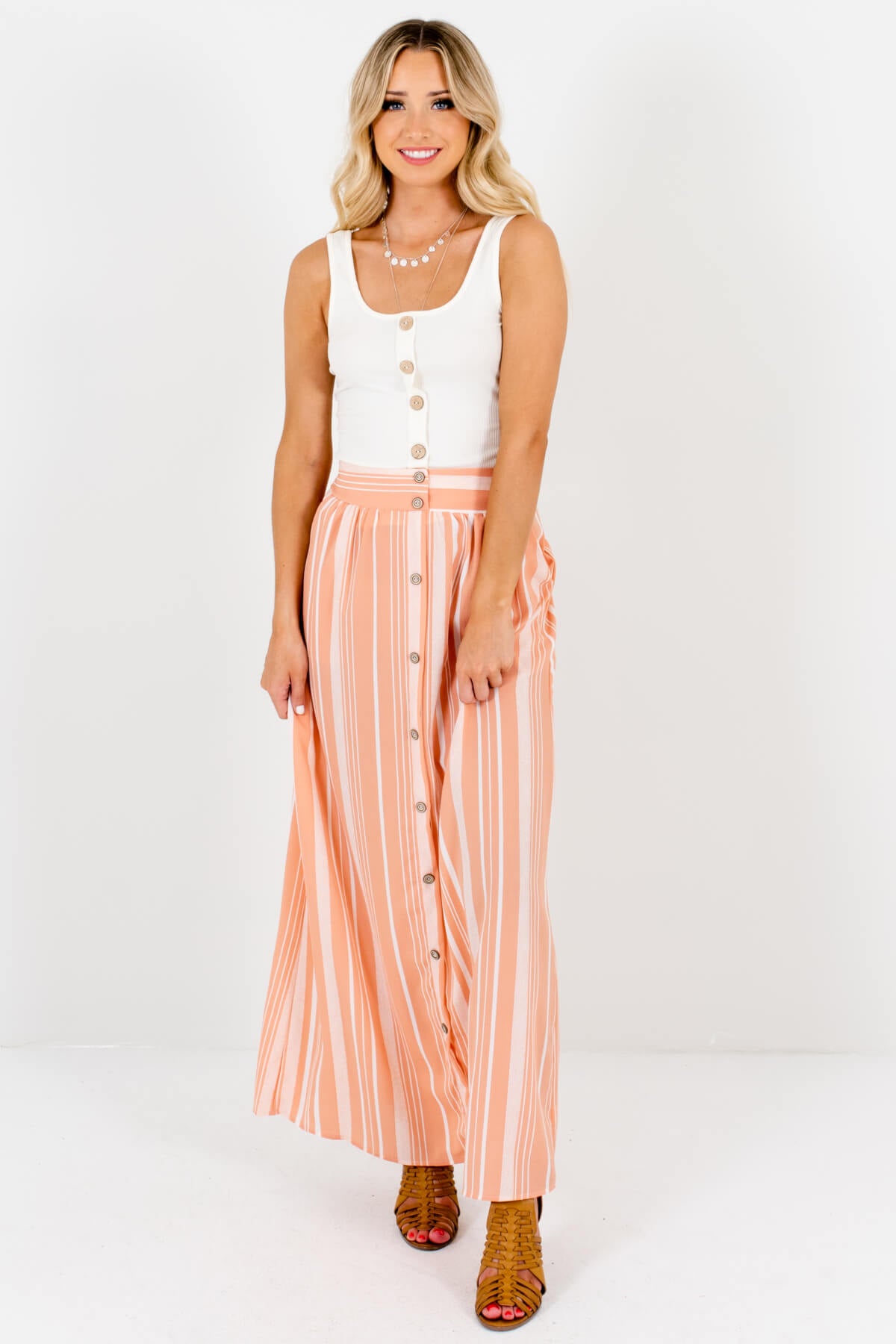 Women's Peach Pink Cute and Comfortable Boutique Maxi Skirts