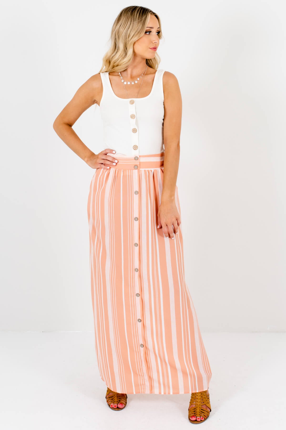 Women's Peach Pink Spring and Summertime Boutique Clothing