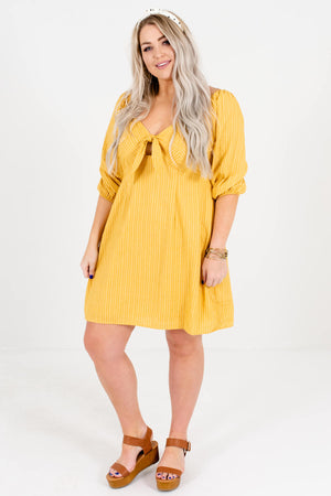 Mustard Gold Yellow Plus Size Boutique Mini Dresses for Women