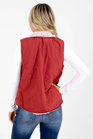 Women’s Mauve Reversible Sherpa Style Boutique Vest