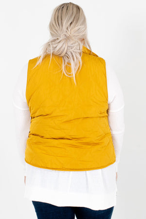 Women’s Mustard Yellow Reversible Sherpa Style Boutique Vest