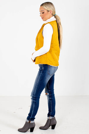 Mustard Zip-Up Front Boutique Vests for Women