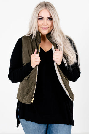 Women’s Olive Green Casual Layering Boutique Vest