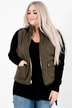 Women’s Olive Green Boutique Vest with Pockets