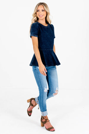 Dark Blue Cute and Comfortable Boutique Tops for Women