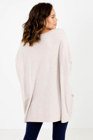 Women's Beige Long Sleeve Boutique Sweater