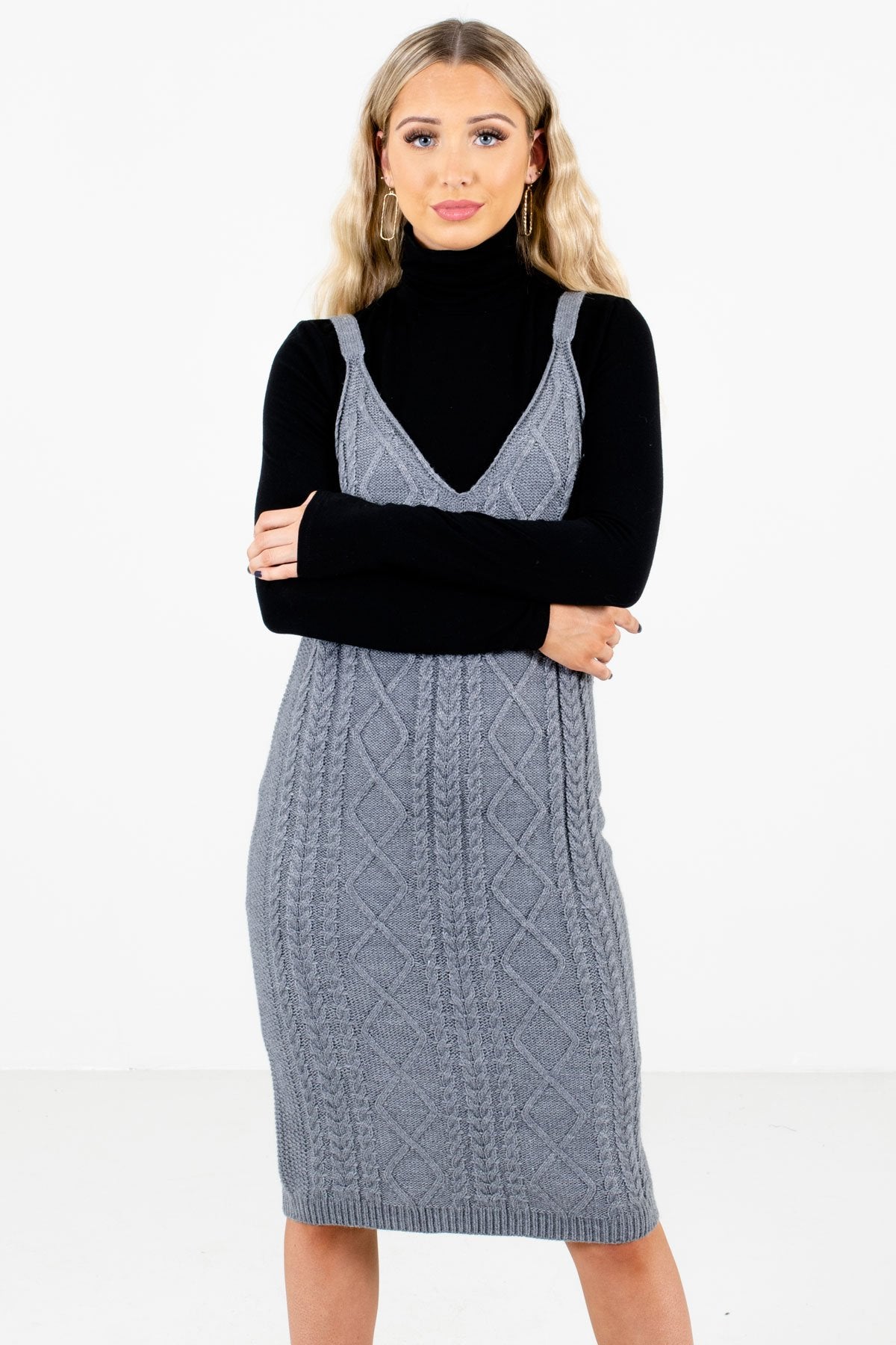 Women’s Gray Tank Style Boutique Knee-Length Dress