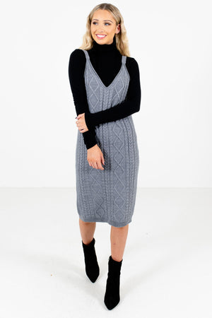 Women’s Gray Warm and Cozy Boutique Knee-Length Dress