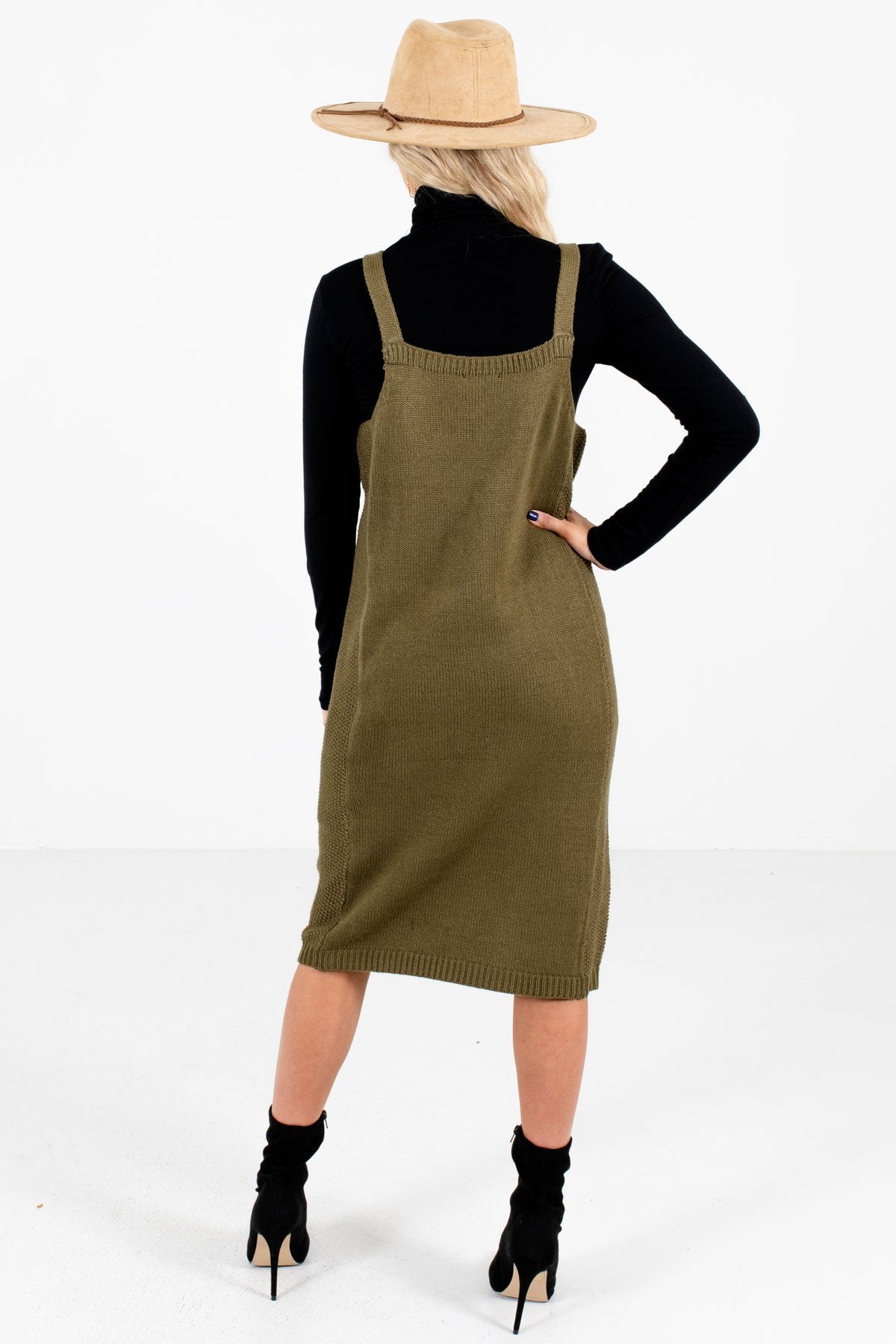 Women’s Olive Green Knee-Length Boutique Dress