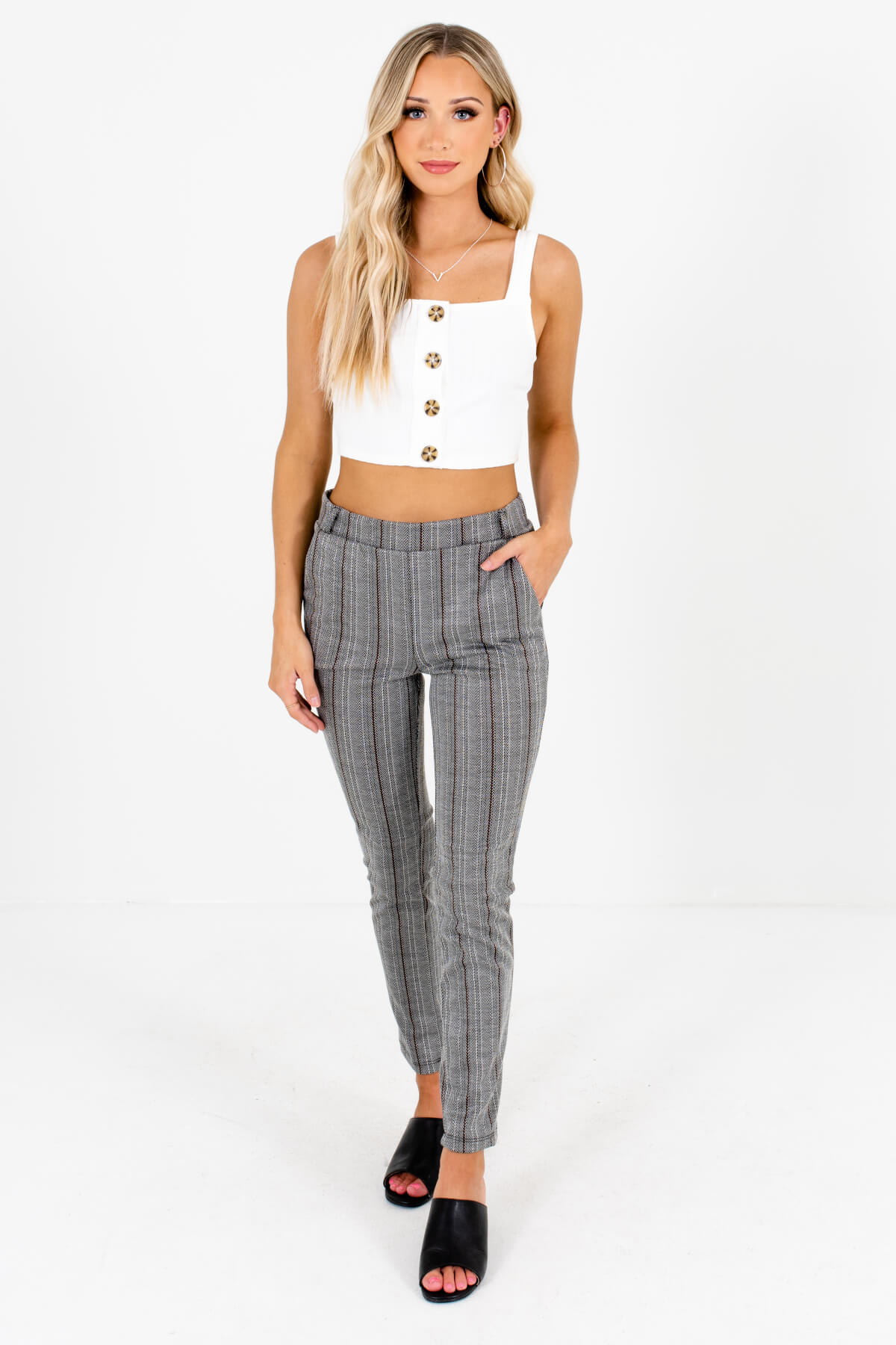 Women's Gray High-Quality Stretchy Boutique Pants