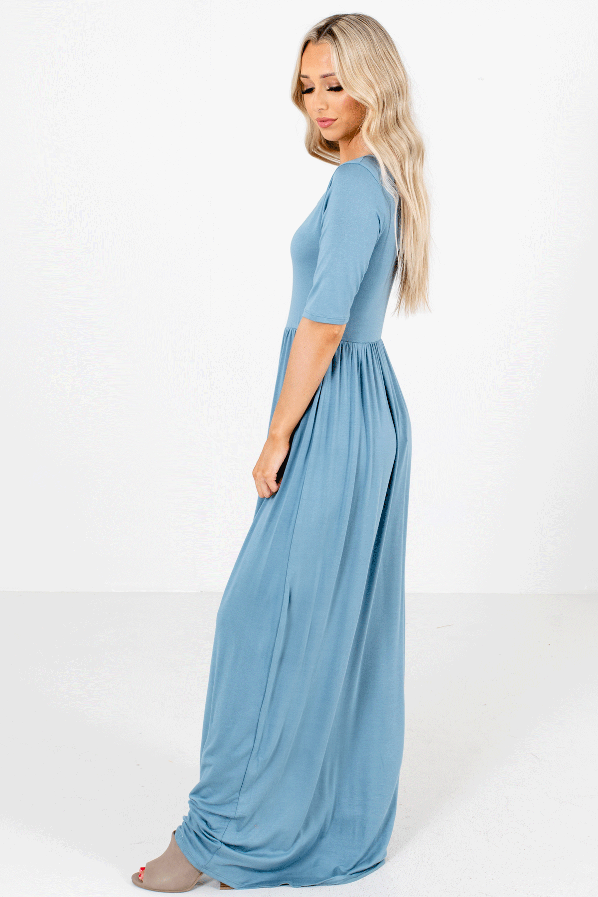Blue Boutique Maxi Dresses with Pockets for Women