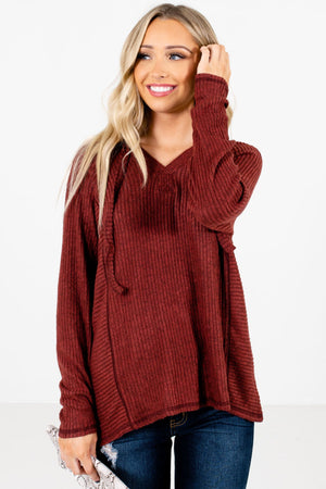 Rust Red Cute and Comfortable Boutique Hoodies for Women