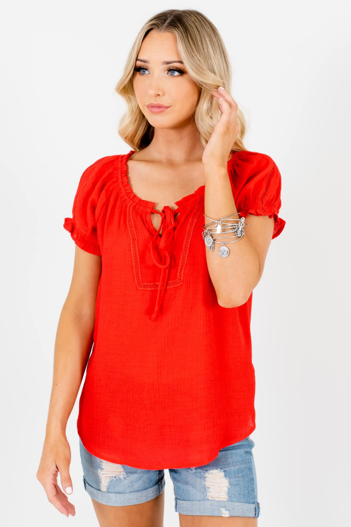 Red Cute and Comfortable Boutique Blouses for Women