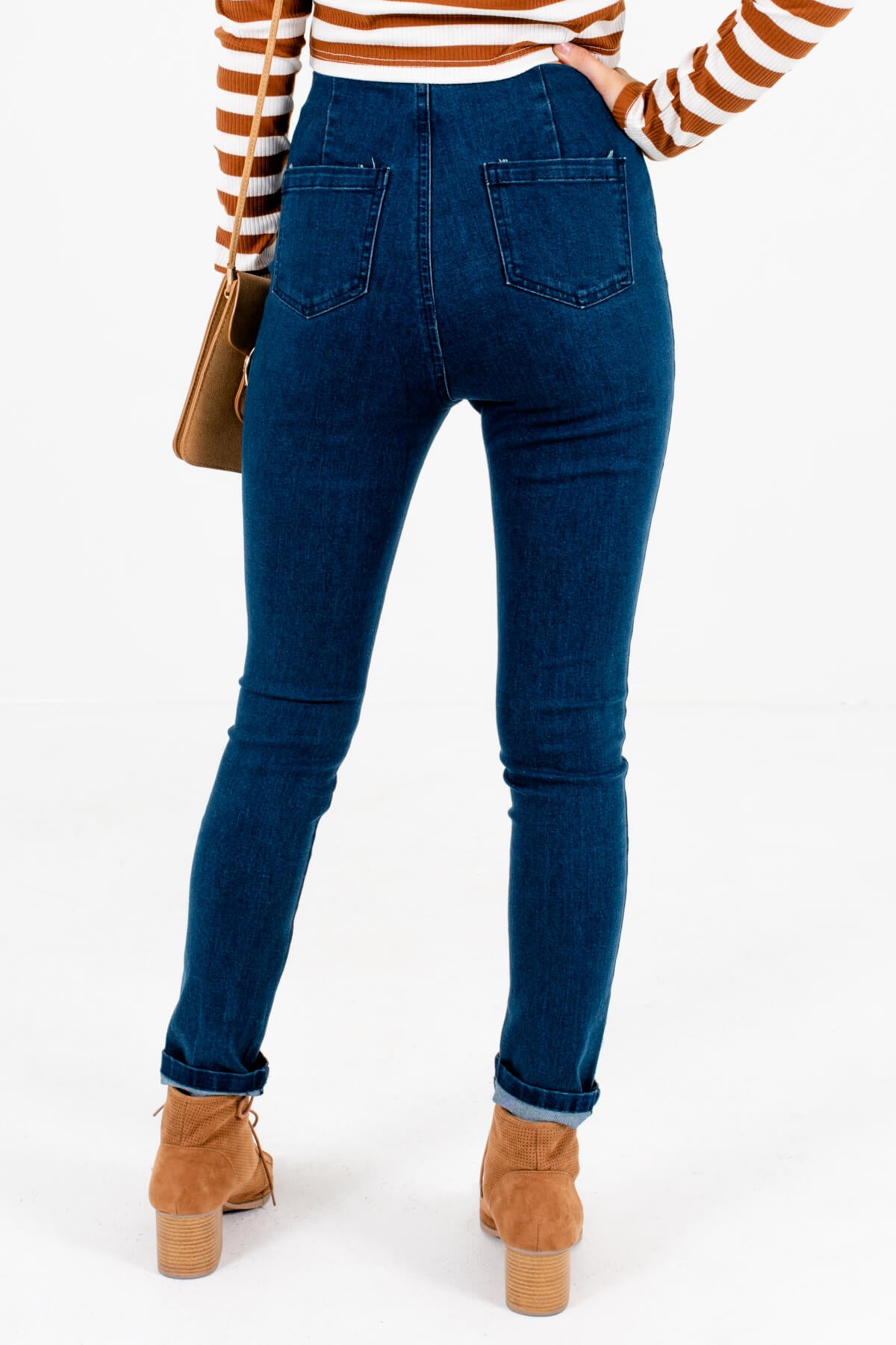Women's Dark Wash Blue High-Waisted Boutique Jeans 