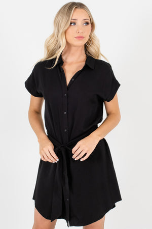 Black Button-Up Shirt Mini Dresses Affordable Online Boutique