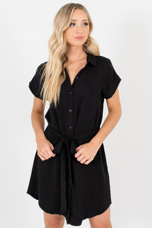 Black Button Up Mini Shirt Dresses Affordable Online Boutique