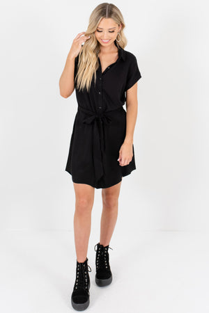 Black Button-Up Shirt Mini Dresses Affordable Online Boutique