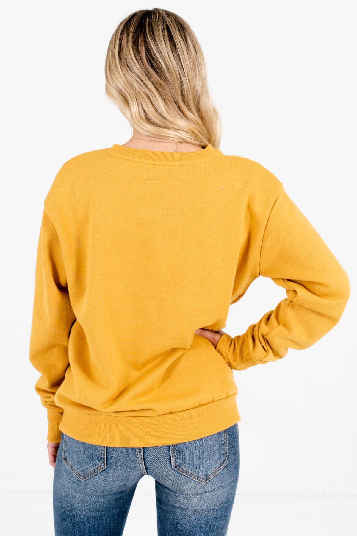 Women’s Mustard Yellow Fleece-Lined Boutique Pullover