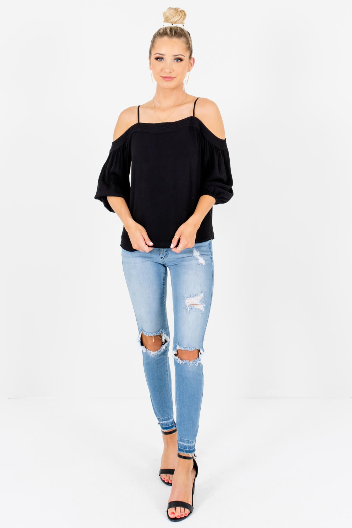 Black no deals shoulder top