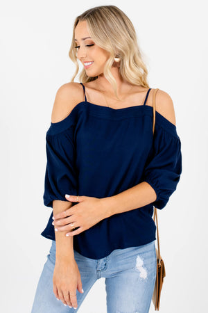 Navy Blue Cute and Comfortable Boutique Tops for Women