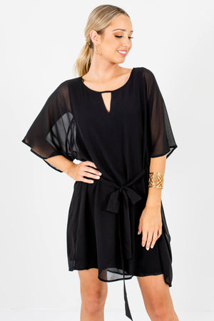 Women's Black Lightweight Semi-Sheer Boutique Mini Dress